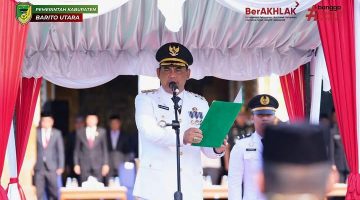 Foto Bupati Barito Utara, H. Shalahuddin, memimpin peringatan Hari Otonomi Daerah ke-XXX Tahun 2026