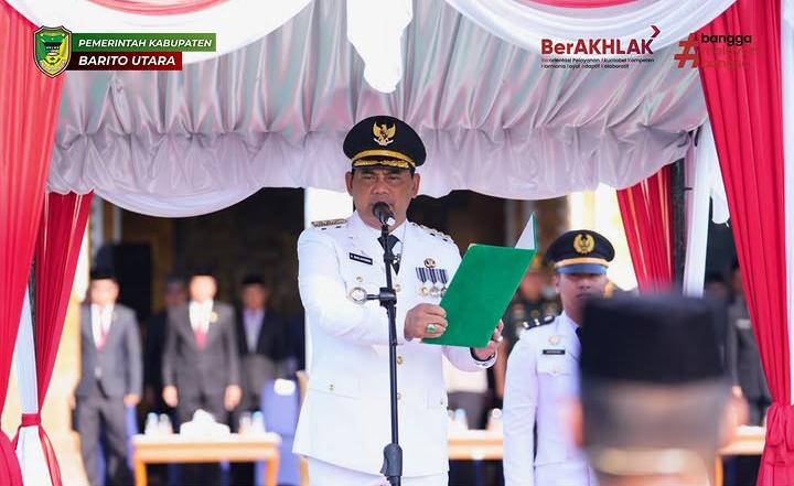 Foto Bupati Barito Utara, H. Shalahuddin, memimpin peringatan Hari Otonomi Daerah ke-XXX Tahun 2026