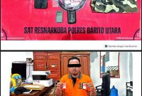 Foto pelaku pria dan beberapa barang bukti