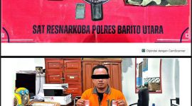 Foto pelaku pria dan beberapa barang bukti
