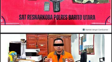 Foto pelaku pria dan beberapa barang bukti