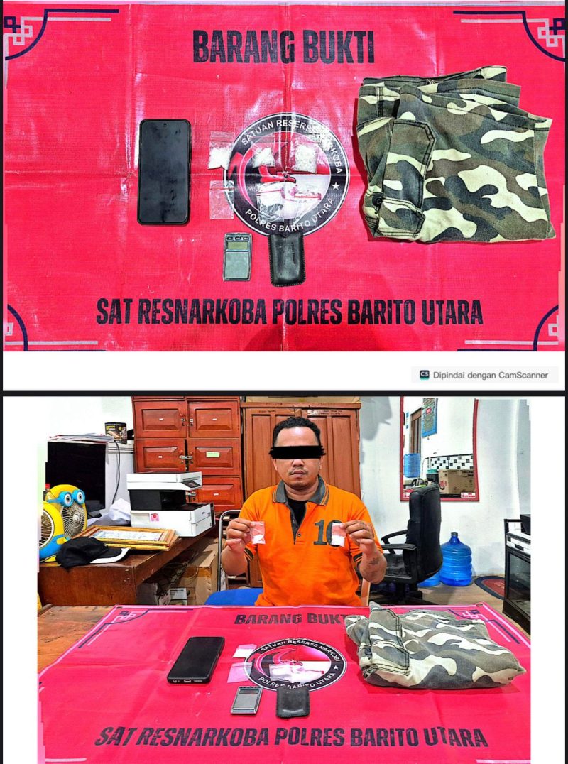 Foto pelaku pria dan beberapa barang bukti