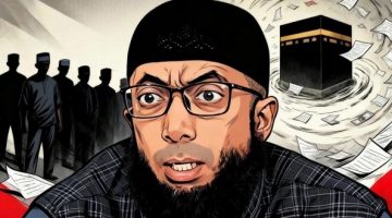 Ilustrasi Ustaz Khalid Basalamah di tengah kasus kuota haji. [Suara.com/Ema] 