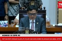 Ketua Komisi III DPR RI, Habiburokhman di Komplek Parlemen, Senayan, Jakarta, Kamis (2/4/2026). [Tangkapan layar] 