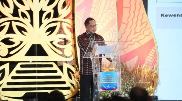 Menteri Dalam Negeri (Mendagri) Muhammad Tito Karnavian dalam acara National Governance Awards 2026 di The Ritz-Carlton Jakarta, Jumat (24/4/2026). (Dok: Kemendagri) 