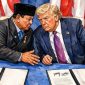 Presiden Donald Trump dan Presiden Prabowo Subianto pada 19 Februari lalu menandai babak baru atau mungkin babak paling menantang dalam hubungan dagang Indonesia-Amerika Serikat. Desain Syahda/Suara.com 