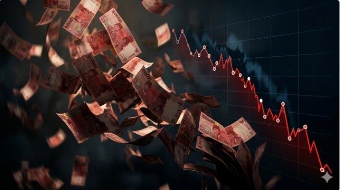 Mata uang Garuda mencatatkan sejarah kelam pada penutupan perdagangan Selasa (7/4/2026) dengan menyentuh level Rp17.100 per dolar AS. Desain Gemini AI. 