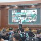 Plt. Kepala Dinas Pendidikan Kalimantan Tengah Muhammad Reza Prabowo saat memberikan sambutan pada pembukaan Rapat Koordinasi Penyusunan Kalender Pendidikan dan Sosialisasi SPMB Tahun Ajaran 2026/2027 di Aula Berkah Disdik Kalteng. (7/5/26)