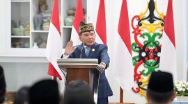 Gubernur Kalimantan Tengah Agustiar Sabran menyampaikan sambutan saat pelantikan dan pengambilan sumpah jabatan enam Pejabat Pimpinan Tinggi Pratama di lingkungan Pemerintah Provinsi Kalimantan Tengah di Istana Isen Mulang, Palangka Raya, Selasa (26/5/26)