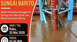Pemantauan Debit air di Dermaga Putir Sikan Puruk Cahu, Rabu (20/5/2026) pukul 05.46 WIB, (FOTO : BPBD MURA)