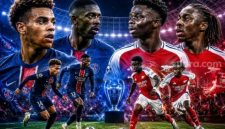 Final Liga Champions 2025/2026 akan menjadi panggung besar bagi dua kekuatan baru sepak bola Eropa, PSG vs Arsenal. [Suara.com/AI]