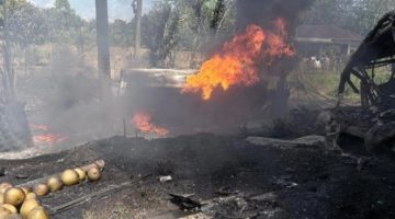 Bus ALS yang terbakar di Muratara Sumatera Selatan [dok Polda Sumsel