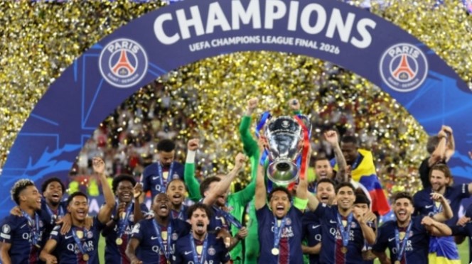 PSG resmi mempertahankan gelar juara Liga Champions setelah mengalahkan Arsenal lewat drama adu penalti di partai final yang digelar di Puskás Aréna, Budapest, Minggu (31/5/2026) dinihari WIB. [Istimewa] 