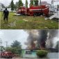 Armada Dinas Damkar dan Penyelamatan Kabupaten Barsel tabrak pagar Kantor Bupati setempat sebelum smpai kelokasi kebakaran (foto atas). Jumat (15/5/2026). Foto. Alifansyah/1tulah.com