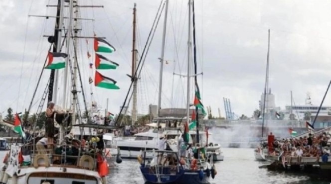 Iluatrasi kapal-kapal yang ikut terlibat dalam Global Sumud Flotilla untuk Gaza, Palestina. (ANTARA/Anadolu/py) 