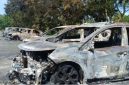 Kondisi kendaraan yang terbakar di Stadion Lukas Enembe setelah pertandingan babak play off antara Persipura Jayapura melawan Adhiyaksa FC di Stadion Lukas Enembe, Jayapura, Jumat (8/5/2026). ANTARA/Ardiles Leloltery 