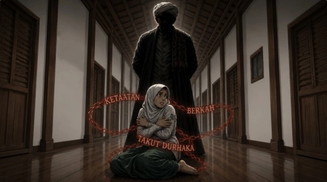 Ilustrasi kekerasan seksual di balik tembok pesantren. (Suara.com/Emma) 