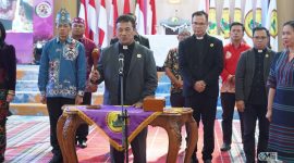 Prosesi penutupan Sinode Umum XXV Gereja Kalimantan Evangelis (GKE) Tahun 2026 yang secara resmi ditutup oleh Bupati Murung Raya, Heriyus, di Gereja Elioteria Christian Center, Puruk Cahu, Sabtu (11/06/2026).