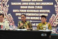 Pemkab Mura melaksanakan Dialog Publik Ranperda tentang Tanggung Jawab Sosial dan Lingkungan Badan Usaha (TJSLB) serta Forum Koordinasi Investor, DPRD, dan Pemerintah Daerah Kabupaten Murung Raya di Grand Mercure Jakarta, Kamis (16/7/2026). (FOTO : Diskominfo SP Mura)