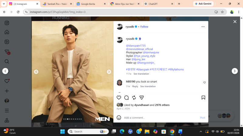 Ryu Jun Yeol Bergabung dengan Agensi G-Dragon, Fokus Kembangkan Karier Internasional.     Instagram @ryusdb 