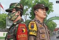 Ilustrasi Babinsa dan Bhabinkamtibmas mengawal pajak. [Suara.com/Syahda] 
