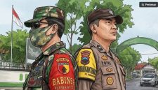 Ilustrasi Babinsa dan Bhabinkamtibmas mengawal pajak. [Suara.com/Syahda] 