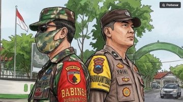 Ilustrasi Babinsa dan Bhabinkamtibmas mengawal pajak. [Suara.com/Syahda] 