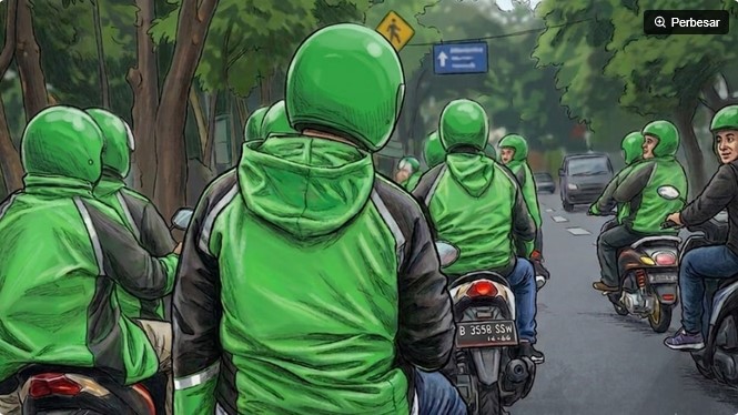Ilustrasi pengemudi ojek online atau ojol. [Suara.com/Syahda] 