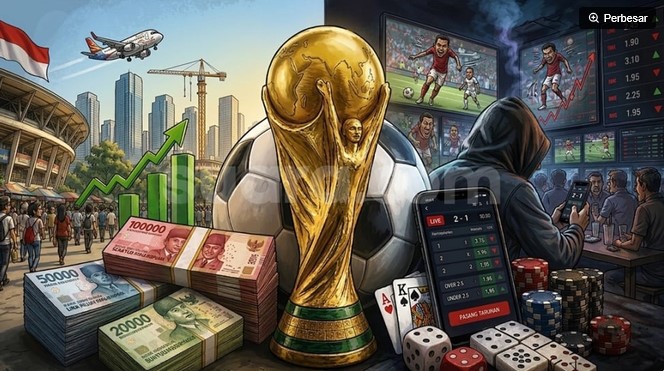Ilustrasi Sisi Gelap dan Terang Ekonomi Piala Dunia 2026: Siapa yang Paling Untung? [SUARA.COM/Syahda] 