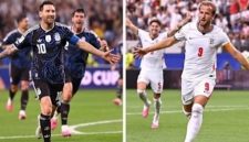 Potret LIonel Messi dan Harry Kane dalam laga semifinal Argentina vs Inggris (Yahoo Sports)