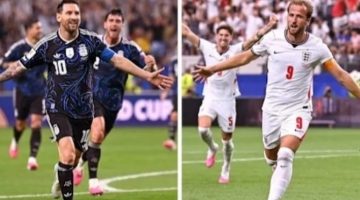 Potret LIonel Messi dan Harry Kane dalam laga semifinal Argentina vs Inggris (Yahoo Sports)