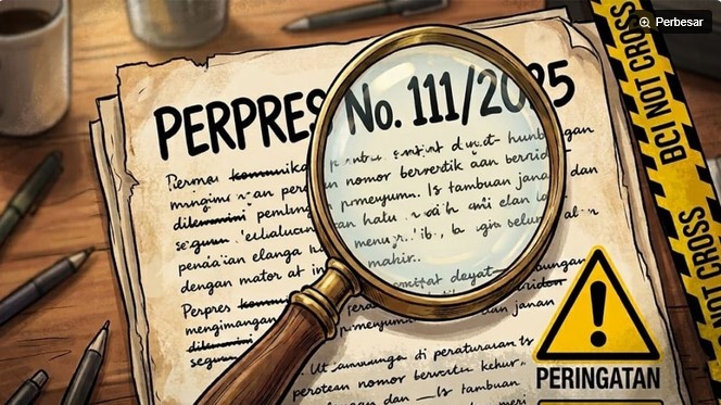 Ilustrasi Perpres Nomor 111 Tahun 2025, memicu polemik setelah memuat frasa 