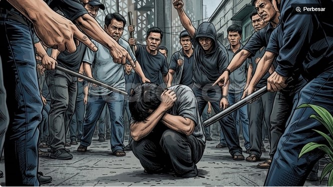 Ilustrasi warga main hakim sendiri. [Suara.com/Syahda] 
