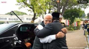 Presiden Prabowo Subianto menerima kunjungan kenegaraan PM India Narendra Modi di Istana Merdeka. (tangkap layar) 