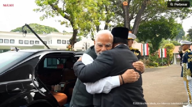 Presiden Prabowo Subianto menerima kunjungan kenegaraan PM India Narendra Modi di Istana Merdeka. (tangkap layar) 