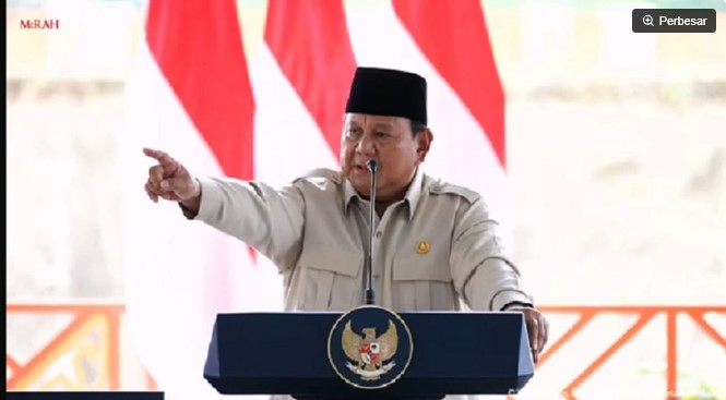 Prabowo Acungkan Telunjuk di Hadapan Panglima TNI, Kapolri, dan Jaksa. (tangkap layar) 