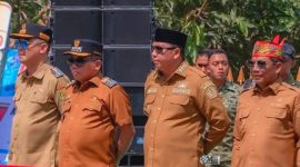 Bupati Mura  Heriyus saat Hadiri Peringatan HUT Ke-I Kodam XXII/Tambun Bungai. (Foto : Diskominfo SP Mura)