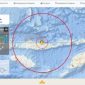 Peta BMKG menunjukkan gempa bumi magnitudo 7,7 yang terjadi pada Sabtu (15/8) pukul 05.58 WITA di wilayah Pulau Flores, Nusa Tenggara Timur. BMKG sempat mengeluarkan peringatan dini tsunami yang kemudian dinyatakan telah berakhir. (ANTARA/HO-BMKG NTT) 