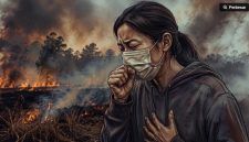 Ilustrasi dampak kabut asap karhutla pada kesehatan tubuh. [Suara.com/Syahda] 