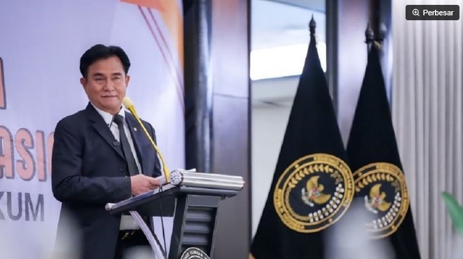 Menteri Koordinator Bidang Hukum, Hak Asasi Manusia, Imigrasi, dan Pemasyarakatan Yusril Ihza Mahendra. (ANTARA/HO-Kemenko Kumham Imipas) 