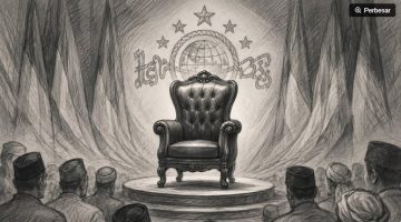 Ilustrasi perebutan kursi Ketua Umum PBNU. [Dok Suara.com/AI] 