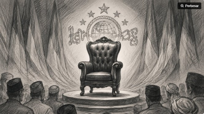 Ilustrasi perebutan kursi Ketua Umum PBNU. [Dok Suara.com/AI] 