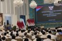 Prabowo saat menggelar pertemuan dengan para pengusaha dari Kamar Dagang dan Industri (Kadin) Indonesia di Istana Negara, Jakarta. (Suara.com/Novian) 