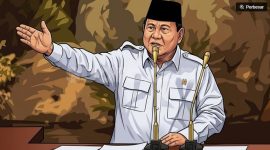 Ilustrasi pidato Presiden Prabowo Subianto. (Grafis Suara.com/Syahda) 