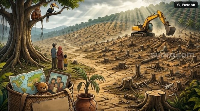 Ilustrasi - Perampasan lahan warga di Tesso Nilo, Riau, oleh Satgas PKH dan TNI. [Suara.com]