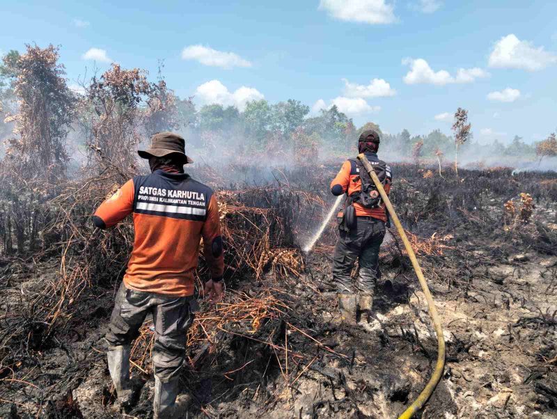 Tim gabungan melakukan pemantauan dan penanganan kebakaran hutan dan lahan di wilayah Kalimantan Tengah sebagai bagian dari upaya mengendalikan titik panas dan mencegah meluasnya karhutla, September 2026.
