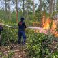 Anggota Damkar Seruyan saat memadamkan api di lahan yang terbakar. Persoalan kebakaran hutan dan lahan (karhutla) menjadi salah satu perhatian utama Fraksi Keadilan Pembangunan Demokrasi Nasional (KPDN) dalam Rapat Paripurna pembahasan Perubahan APBD Kabupaten Seruyan Tahun Anggaran 2026 di DPRD Seruyan belum lama ini.