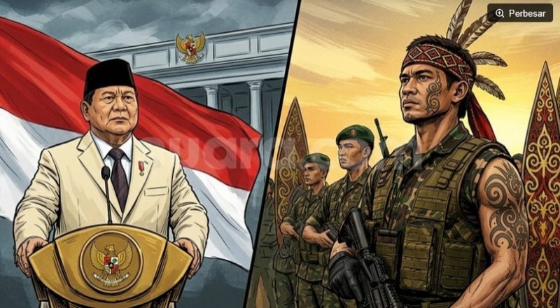 Presiden Prabowo Subianto membuka peluang lebih lebar bagi putra-putri Suku Dayak pedalaman untuk menjadi prajurit TNI. (Suara.com/Syahda) 