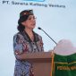 Sekretaris Daerah Provinsi Kalimantan Tengah Linae Victoria Aden, mewakili Gubernur Agustiar Sabran, menyampaikan sambutan pada peringatan HUT ke-39 IPPAT dan seminar Sistem Mitra BPN di Swiss-Belhotel Danum Palangka Raya, Jumat (9/10/26).