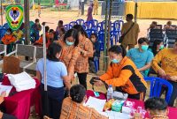 Suasana kegiatan Geber Prokes (Gerakan Bersama Capaian Program Prioritas Kesehatan) di Desa Pangke, Kecamatan Seruyan Tengah, yang dilaksanakan oleh Dinas Kesehatan Kabupaten Seruyan melalui Bidang Pencegahan Penyakit.